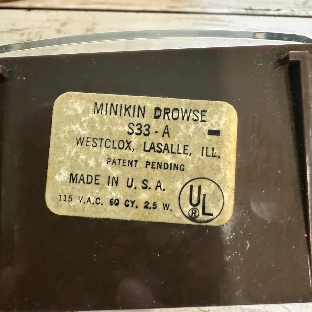 Westclox‎ Minikin Drowse S33 A Electric Alarm Clock Brown Mid Century UL Tested